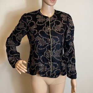 ❤️Last Chance Y2K R&K Evening Vintage Velour Black Beaded Dress Jacket Size PS